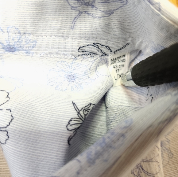 Emanuel Berg Mens Modern Fit Button Down Shirt Size L / XL 17" White Floral - Picture 3 of 8